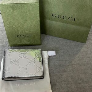 Gucci Silver and Gray Monogram Wallet